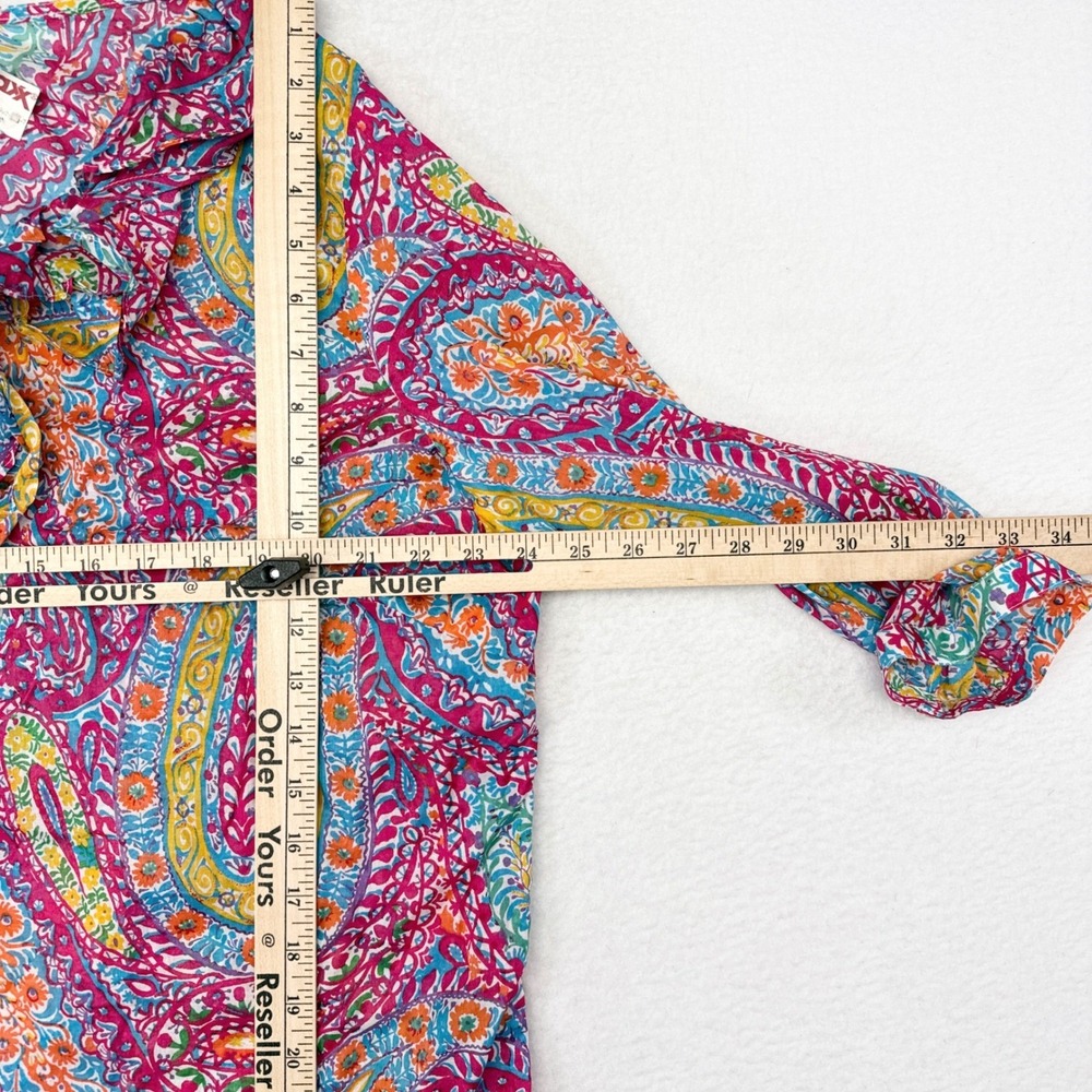Lauren Ralph Lauren Top Plus Size 2X Multicolor Paisley Floral Ruffle Trim NW - Picture 7 of 8